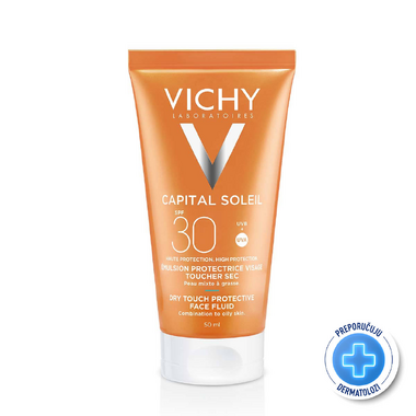VICHY CAPITAL SOLEIL Dry touch fluid za zaštitu od sunca za mješovitu do masnu osjetljivu kožu SPF30, 50 ml