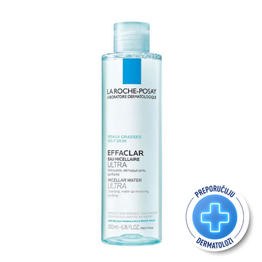 La Roche-Posay EFFACLAR Micelarna voda za uklanjanje šminke i čišćenje masne i osjetljive kože, 200 ml